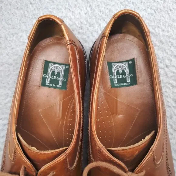 Cable & Co Executive Cap Toe Oxford Dress Shoes Brown Leather Lace Up Mens 11 D - Picture 14 of 16